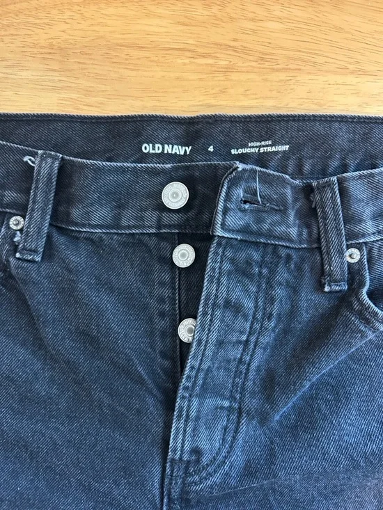 Old Navy Black Distressed High-Rise Denim Shorts - Picture 2 of 4